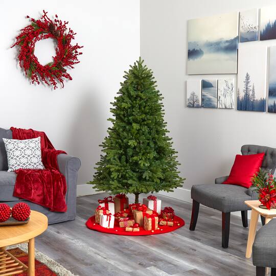 5.5ft. Pre-Lit Washington Fir Artificial Christmas Tree, Clear LED Lights